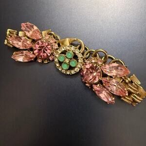 Lulu Frost for J.Crew Crystal Gold Tone Link Bracelet